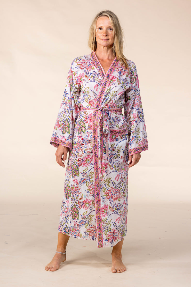 New Nila's Dressing Gown in Hand Block Printed Pure Cotton SS2025 Only Size S/M