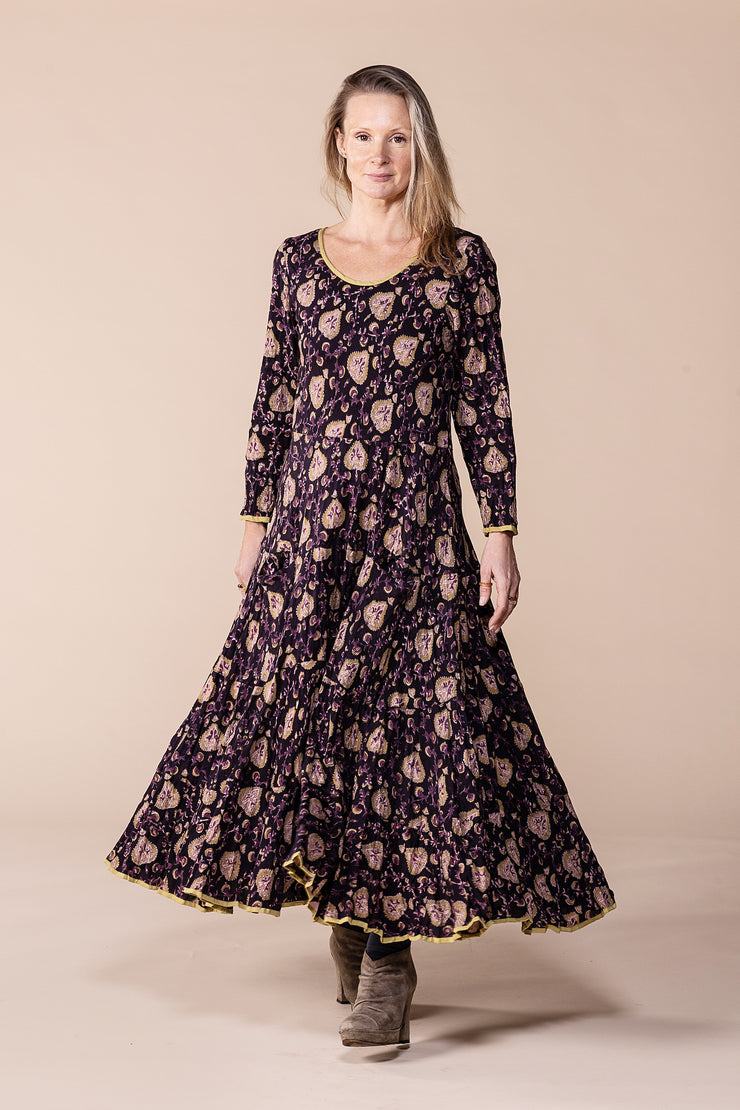 New Dewani Dress in Hand Block Printed Brushed Cotton AW2023