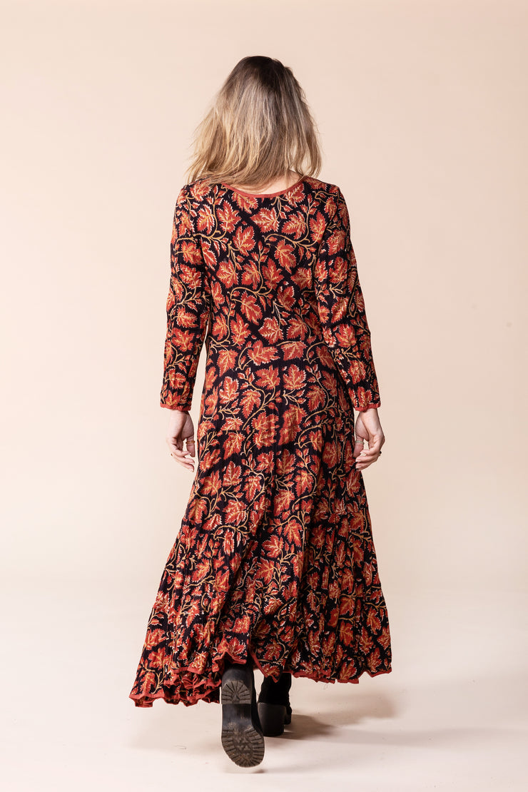 New Dewani Dress in Hand Block Printed Brushed Cotton AW2023