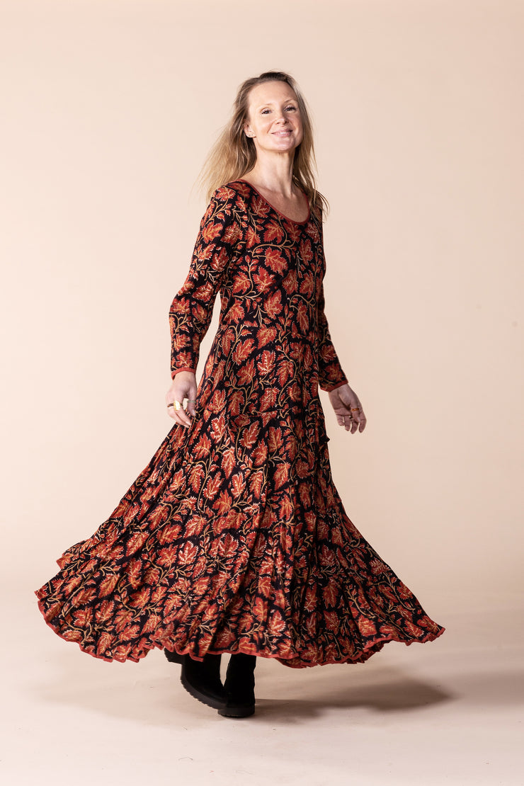 New Dewani Dress in Hand Block Printed Brushed Cotton AW2023