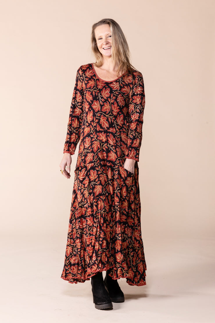 New Dewani Dress in Hand Block Printed Brushed Cotton AW2023
