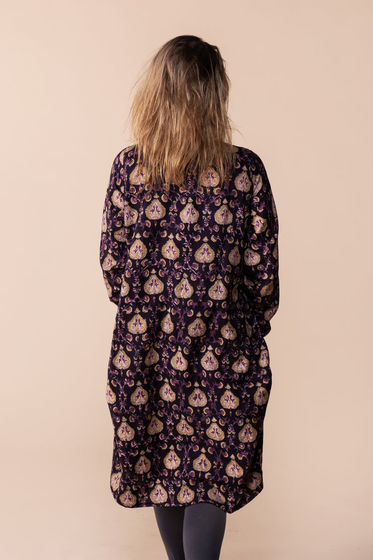 New Roshan Dress Hand Block Printed in Brushed Cotton AW 2023