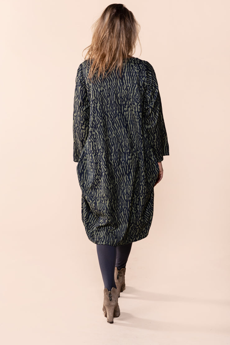 New Roshan Dress Hand-Block Printed Sustainable Moss Crepe  AW2023