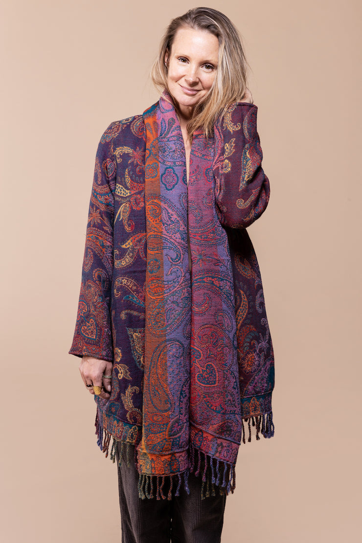 Sula Shawl Jacket in Pure Jacquard Wool