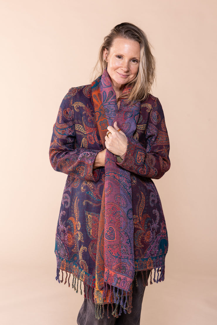 Sula Shawl Jacket in Pure Jacquard Wool