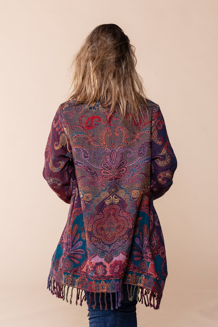 Sula Shawl Jacket in Pure Jacquard Wool