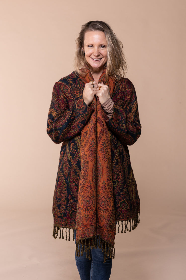Sula Shawl Jacket in Pure Jacquard Wool