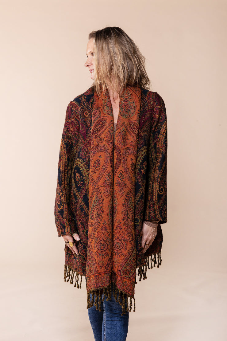 Sula Shawl Jacket in Pure Jacquard Wool