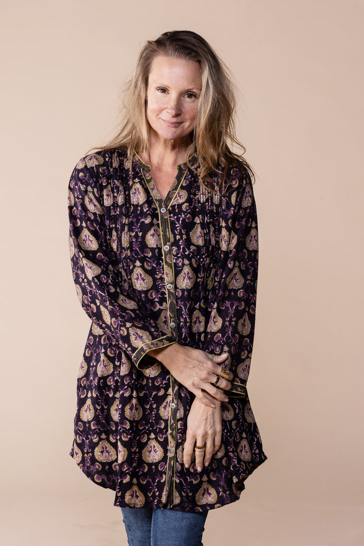 Shimla Tunic Hand Block Printed in Brushed Cotton