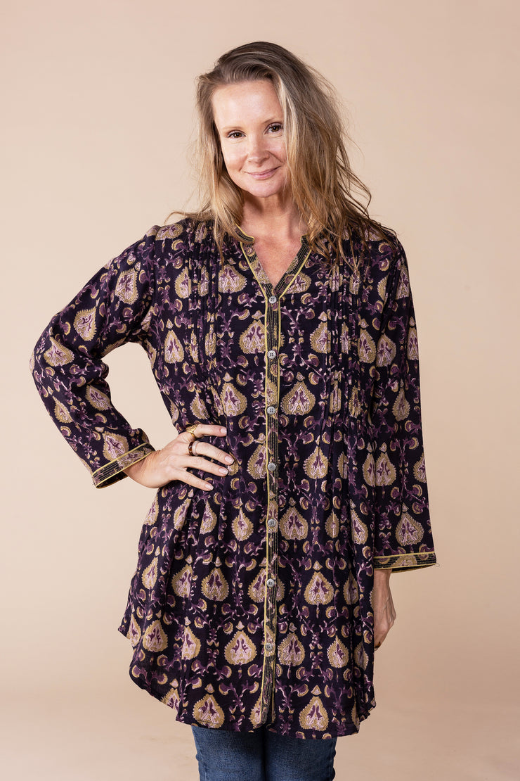 Shimla Tunic Hand Block Printed in Brushed Cotton