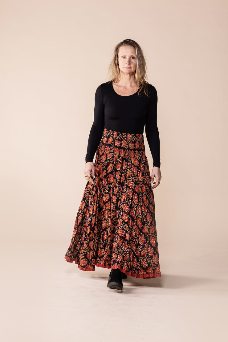 New Asman Skirt in Hand Block Printed Cotton Jersey SS24