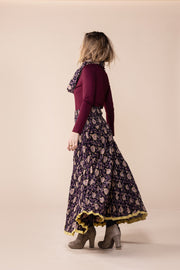 Asman Skirt in Hand Block Printed Brushed Cotton