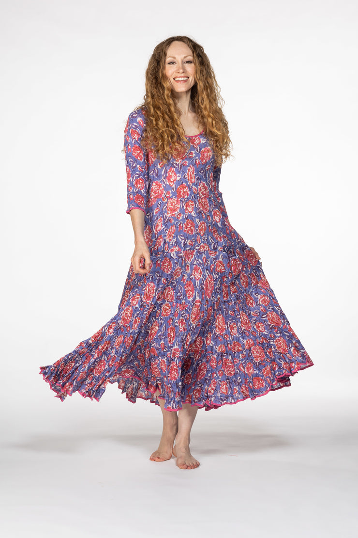 Ruby Sun Dress Hand Block Printed Pure Cotton