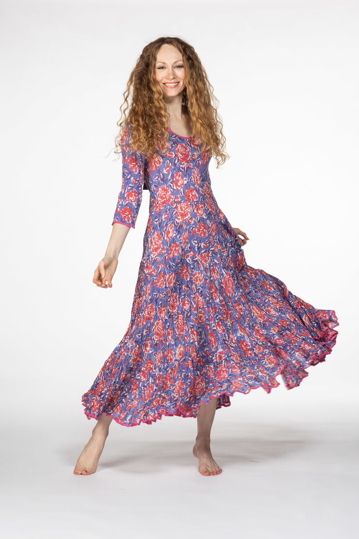Ruby Sun Dress Hand Block Printed Pure Cotton