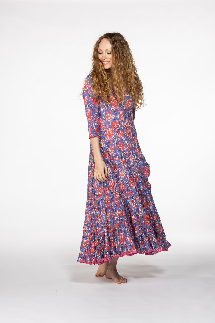 Ruby Sun Dress Hand Block Printed Pure Cotton