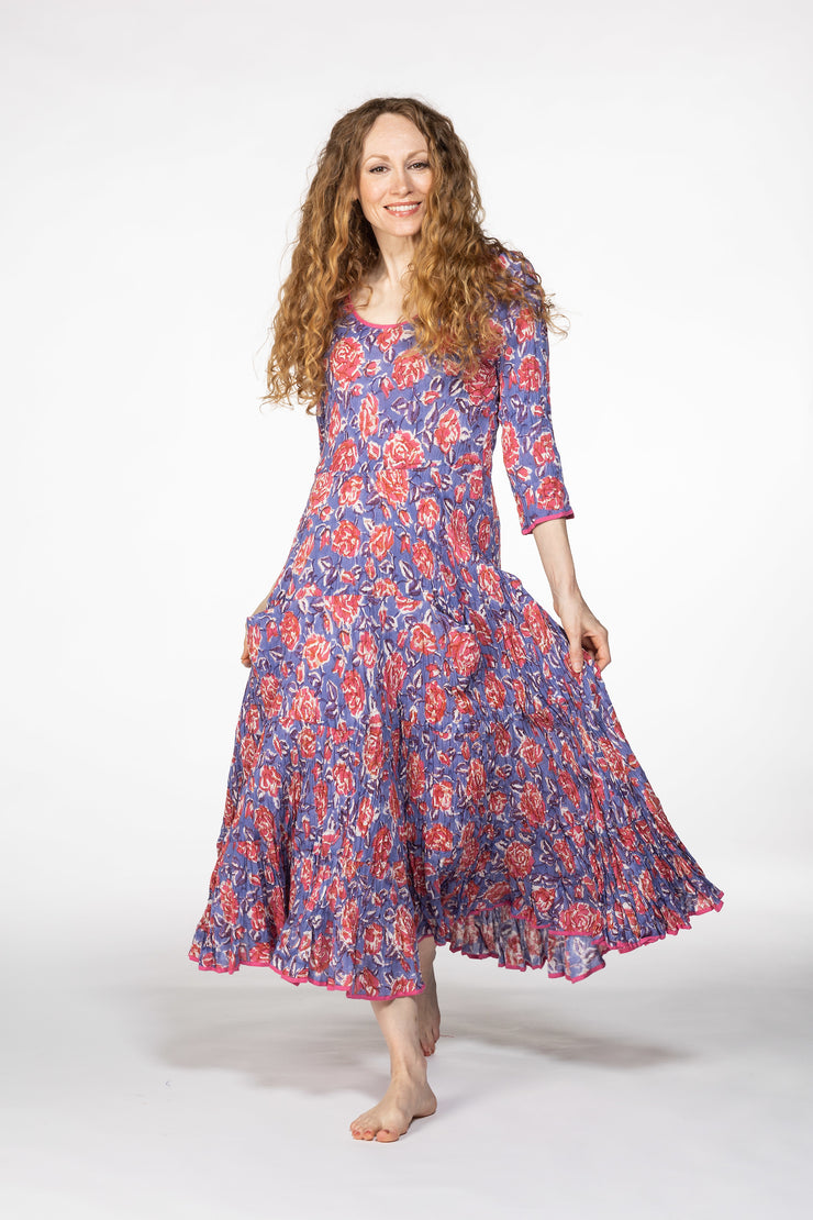 Ruby Sun Dress Hand Block Printed Pure Cotton