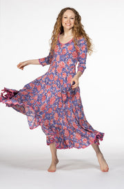 Ruby Sun Dress Hand Block Printed Pure Cotton