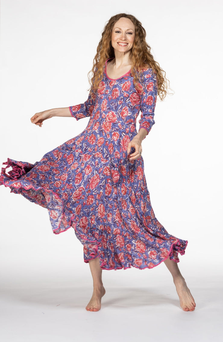Ruby Sun Dress Hand Block Printed Pure Cotton