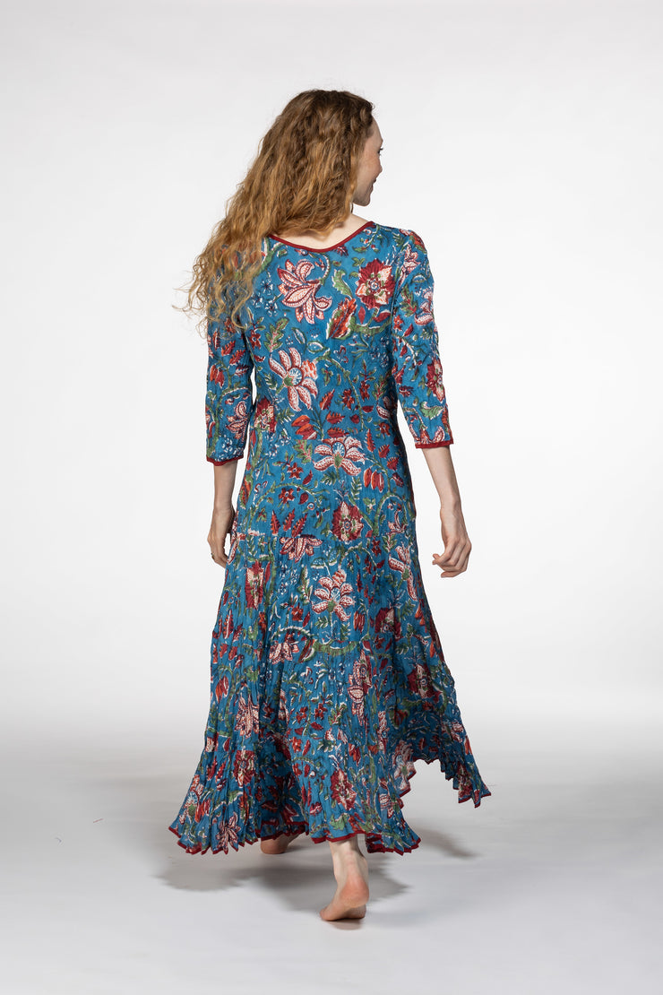 Ruby Sun Dress Hand Block Printed Pure Cotton
