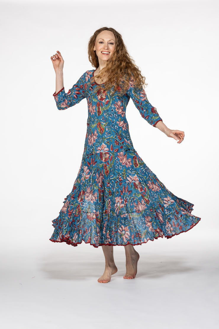 Ruby Sun Dress Hand Block Printed Pure Cotton