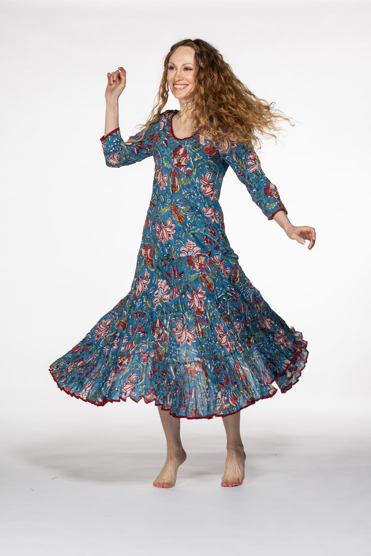 Ruby Sun Dress Hand Block Printed Pure Cotton