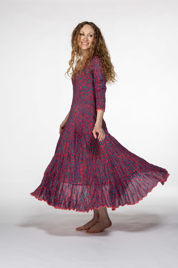 Ruby Sun Dress Hand Block Printed Pure Cotton