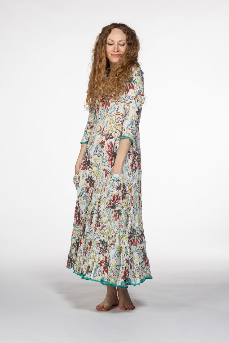 Ruby Sun Dress Hand Block Printed Pure Cotton