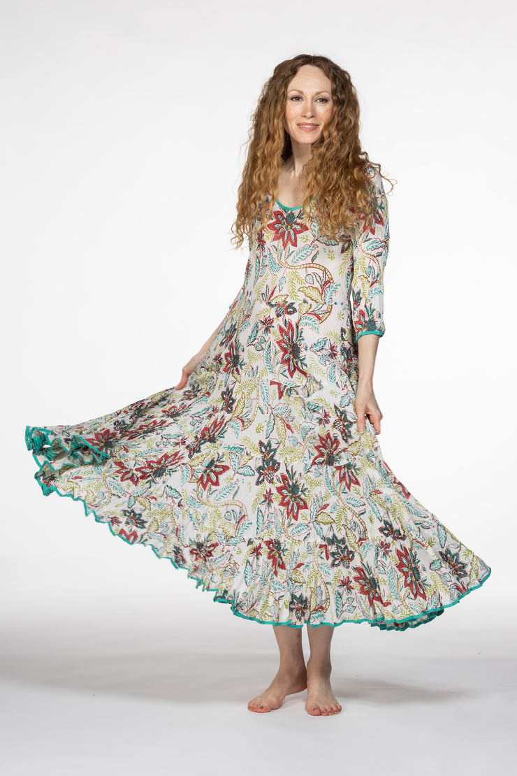 Ruby Sun Dress Hand Block Printed Pure Cotton