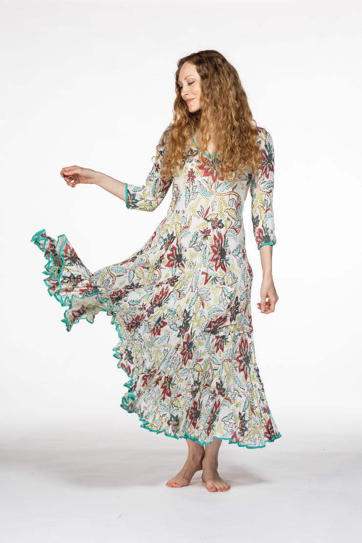 Ruby Sun Dress Hand Block Printed Pure Cotton