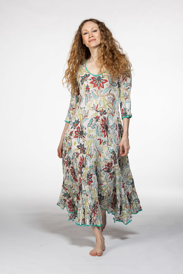 Ruby Sun Dress Hand Block Printed Pure Cotton