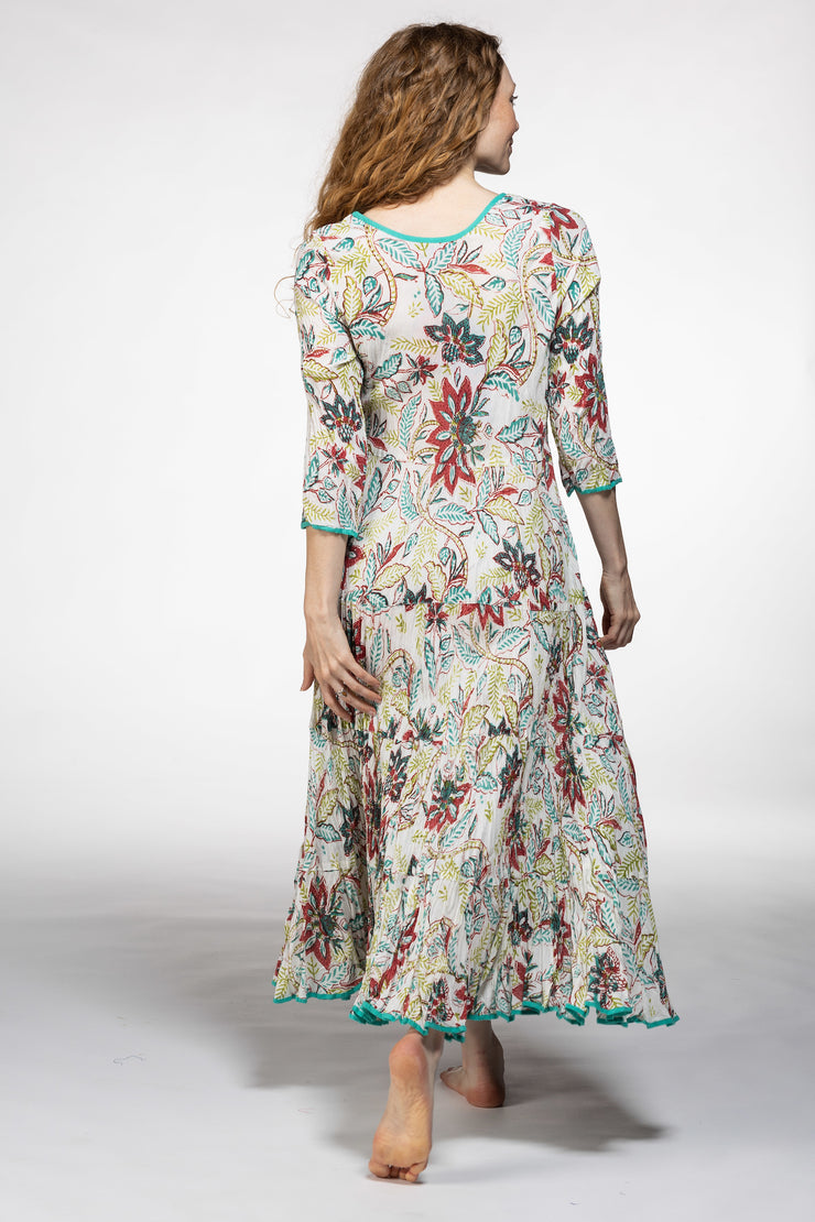 Ruby Sun Dress Hand Block Printed Pure Cotton