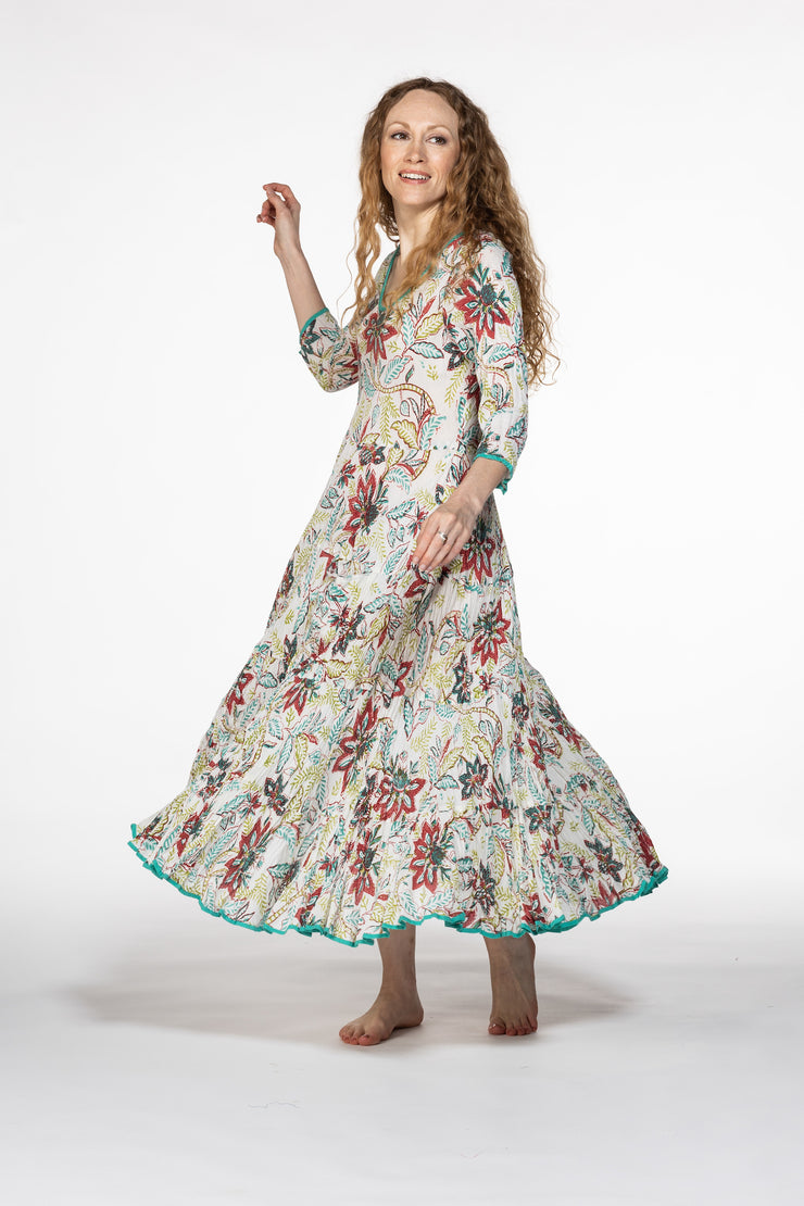 Ruby Sun Dress Hand Block Printed Pure Cotton