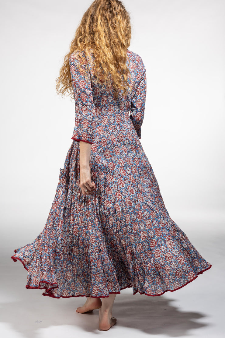 Ruby Sun Dress Hand Block Printed Pure Cotton