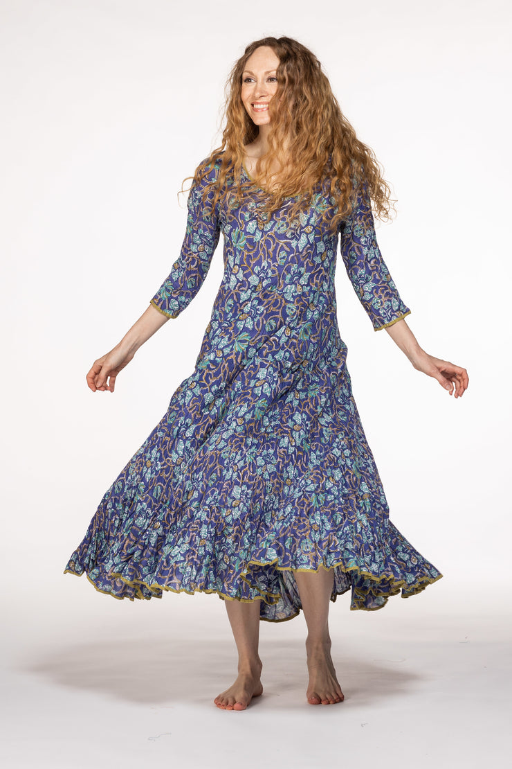 Ruby Sun Dress Hand Block Printed Pure Cotton