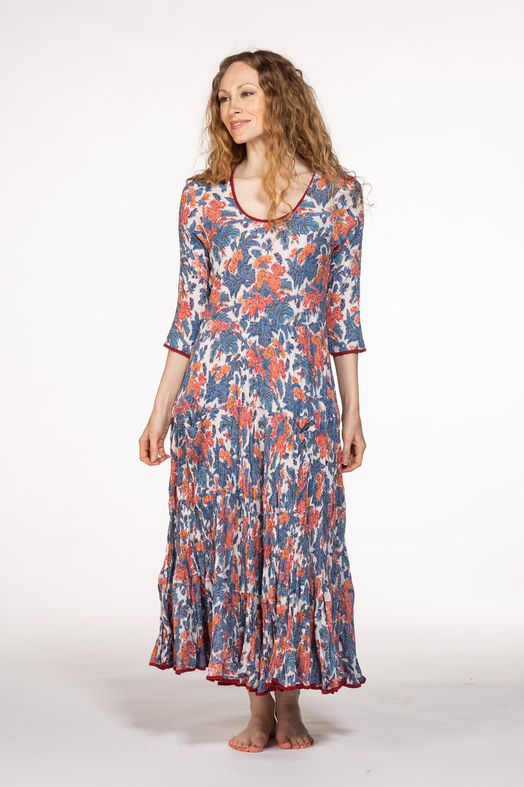 Ruby Sun Dress Hand Block Printed Pure Cotton