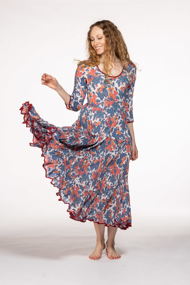 Ruby Sun Dress Hand Block Printed Pure Cotton