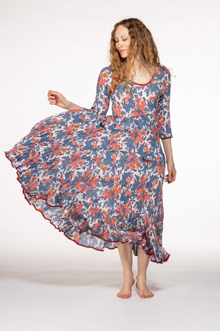 Ruby Sun Dress Hand Block Printed Pure Cotton