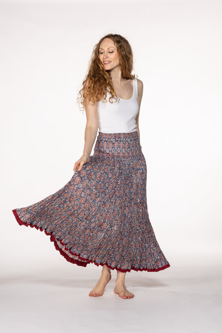 New 50 Panel Skirt in Pure Hand Block Printed Cotton SS24