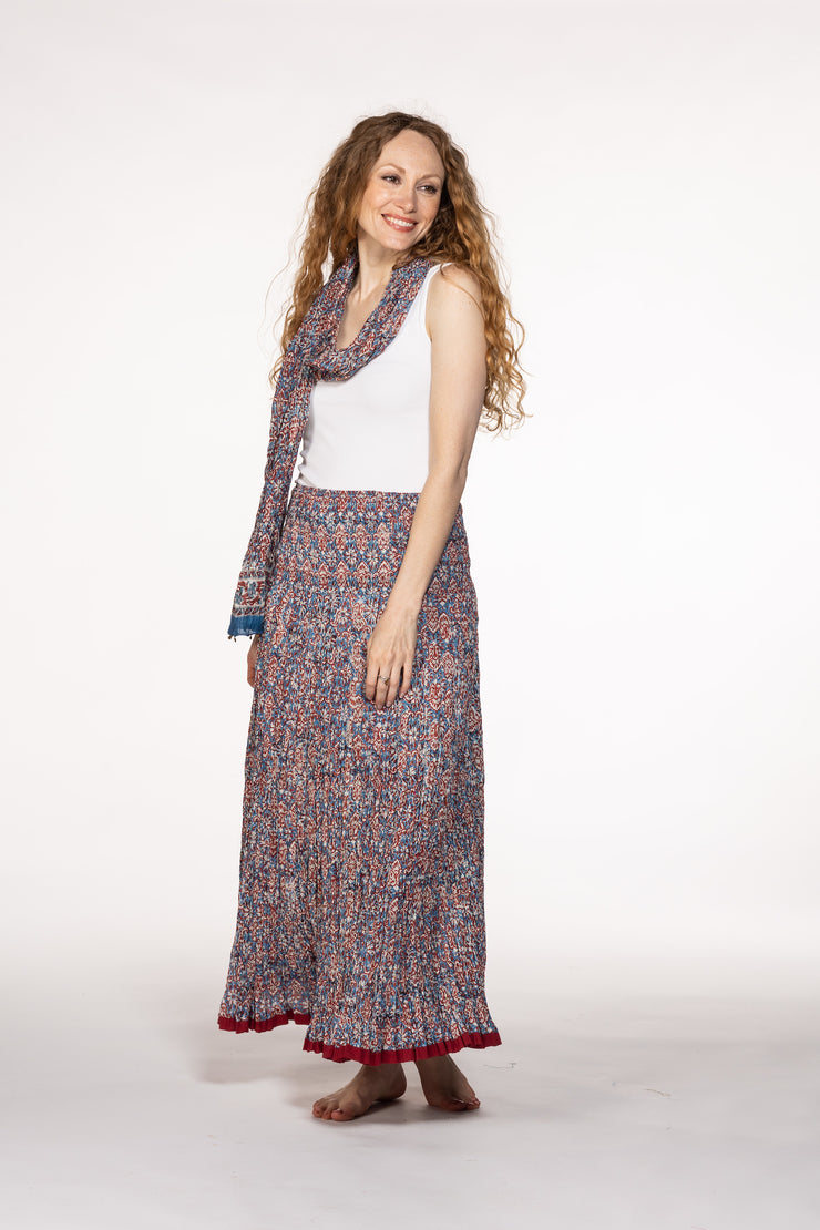 New 50 Panel Skirt in Pure Hand Block Printed Cotton SS24