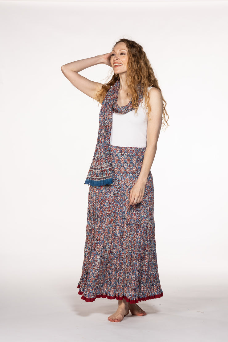 New 50 Panel Skirt in Pure Hand Block Printed Cotton SS24