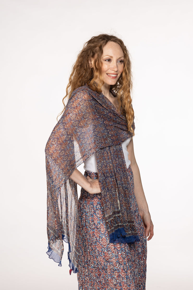 New Pure Chiffon Hand Block Printed Scarves SS24