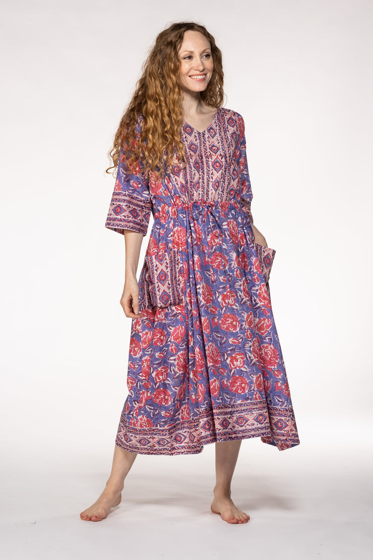 New Prem Pocket  Dress Hand Block Printed in Pure Cotton SS24