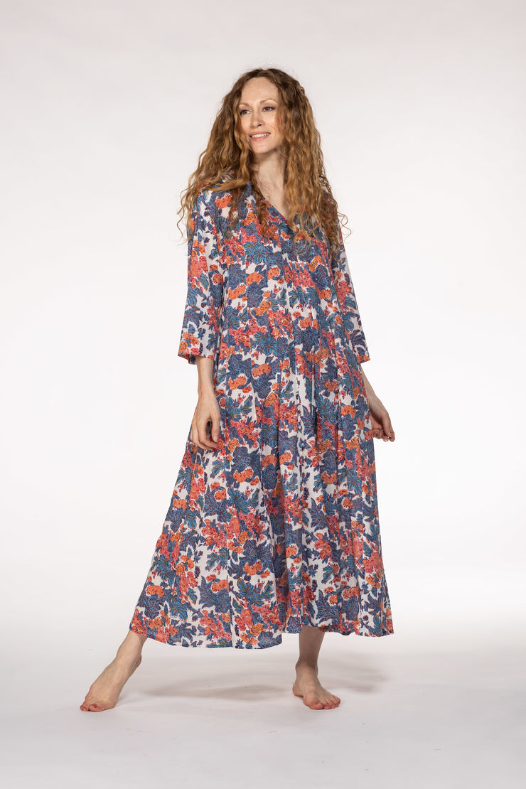 Rani Panel Dress Hand Block Printed  in Pure Cotton SS2024