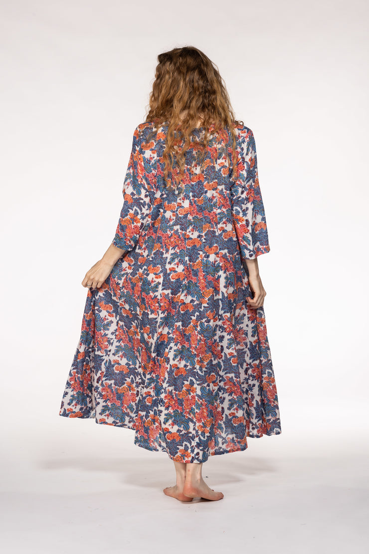 Rani Panel Dress Hand Block Printed  in Pure Cotton SS2024