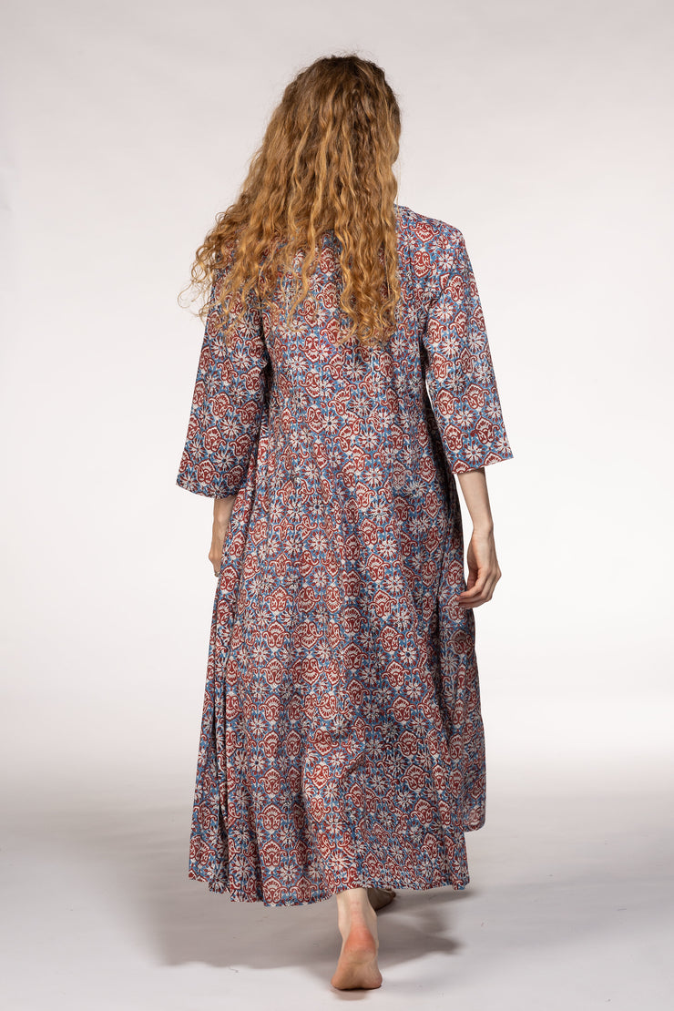 Rani Panel Dress Hand Block Printed  in Pure Cotton SS2024