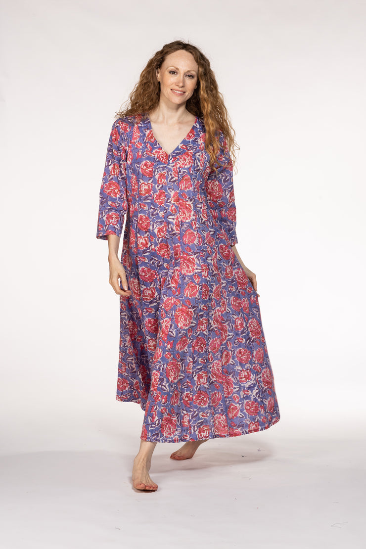 Rani Panel Dress Hand Block Printed  in Pure Cotton SS2024