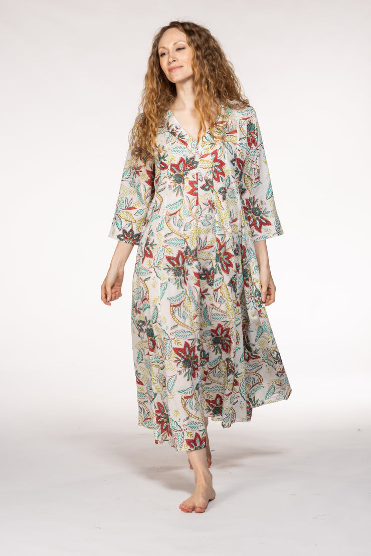 Rani Panel Dress Hand Block Printed  in Pure Cotton SS2024