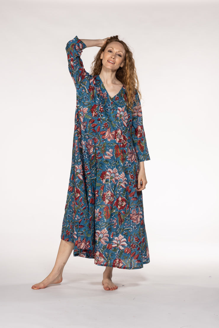 Rani Panel Dress Hand Block Printed  in Pure Cotton SS2024