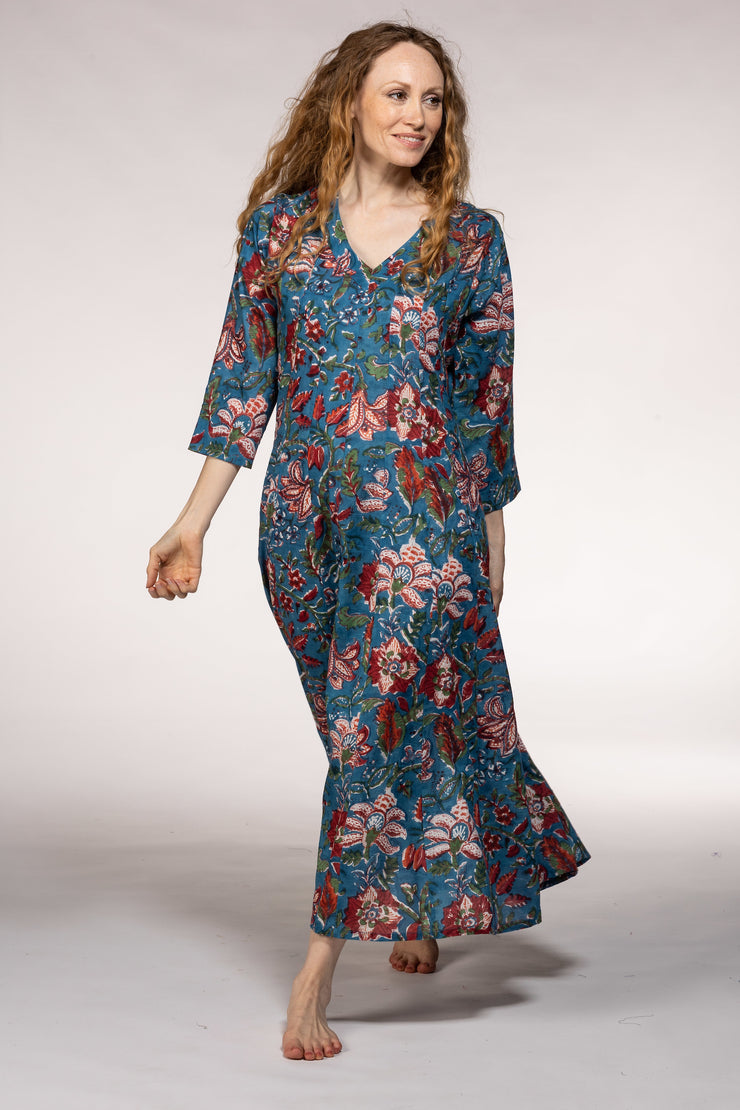 Rani Panel Dress Hand Block Printed  in Pure Cotton SS2024