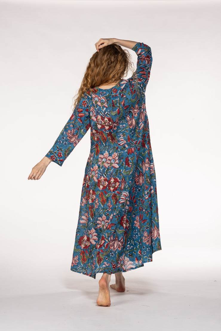 Rani Panel Dress Hand Block Printed  in Pure Cotton SS2024